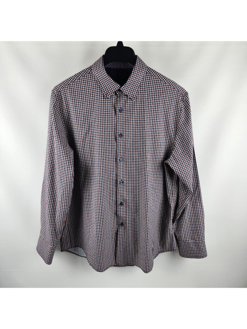 Construct Shirt Mens Large Multi Houndstooth Slim 4-Way Stretch Button Up